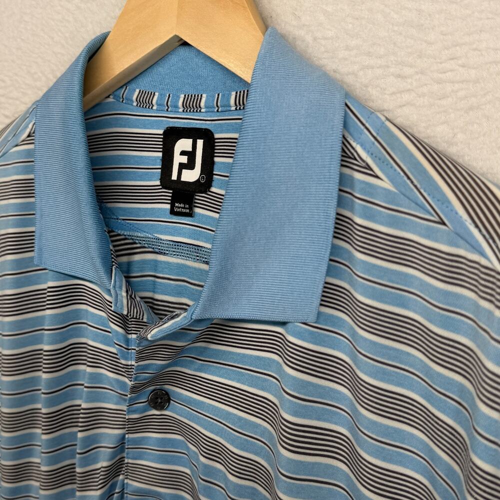 FOOTJOY Polo Golf Shirt Mens L SAMOSET RESORT Club Rockport Maine Striped Blue